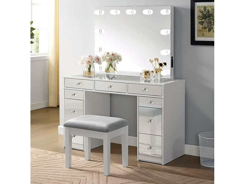 Margret White/Gray Vanity Set