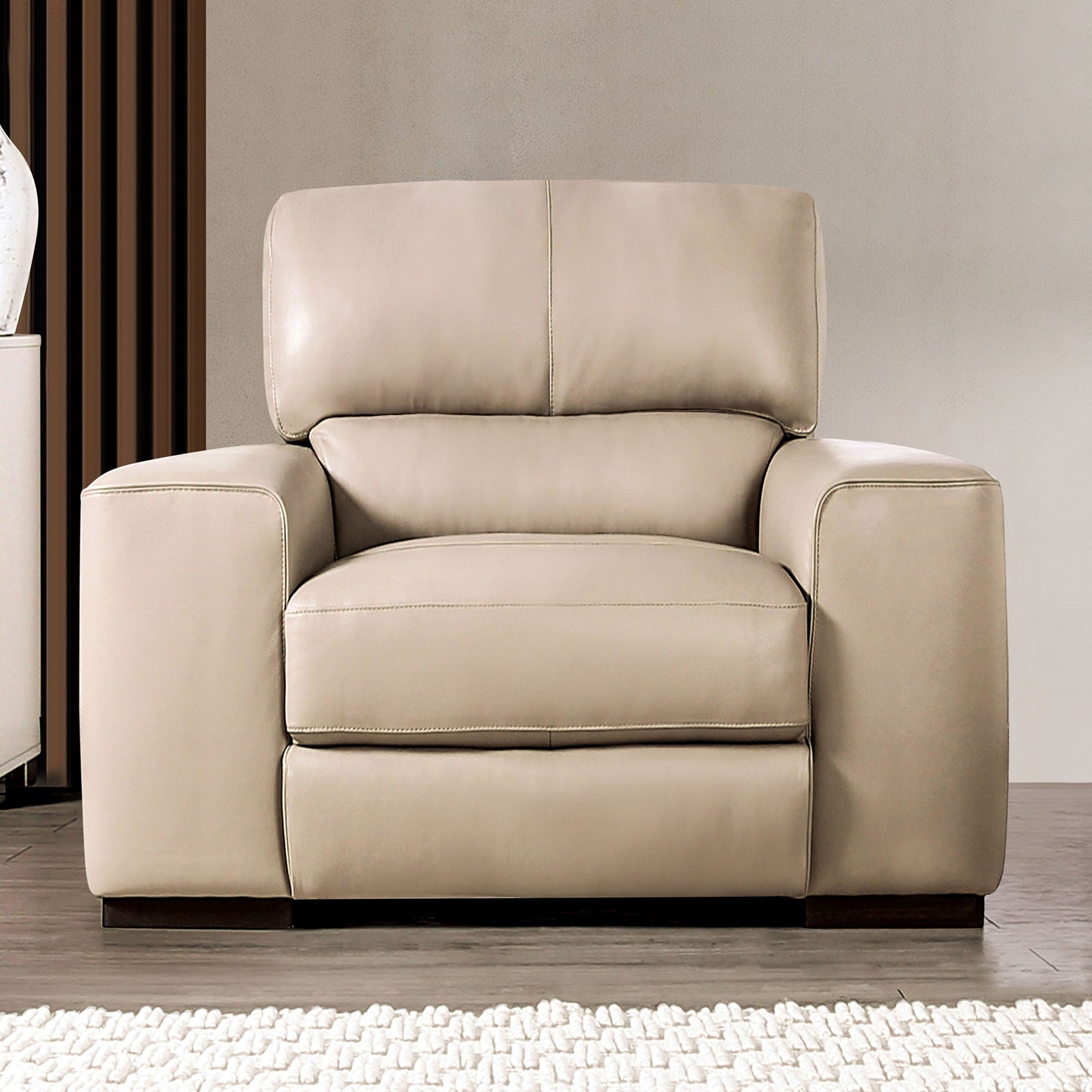 Marsicano Taupe Real Italian Leather Chair