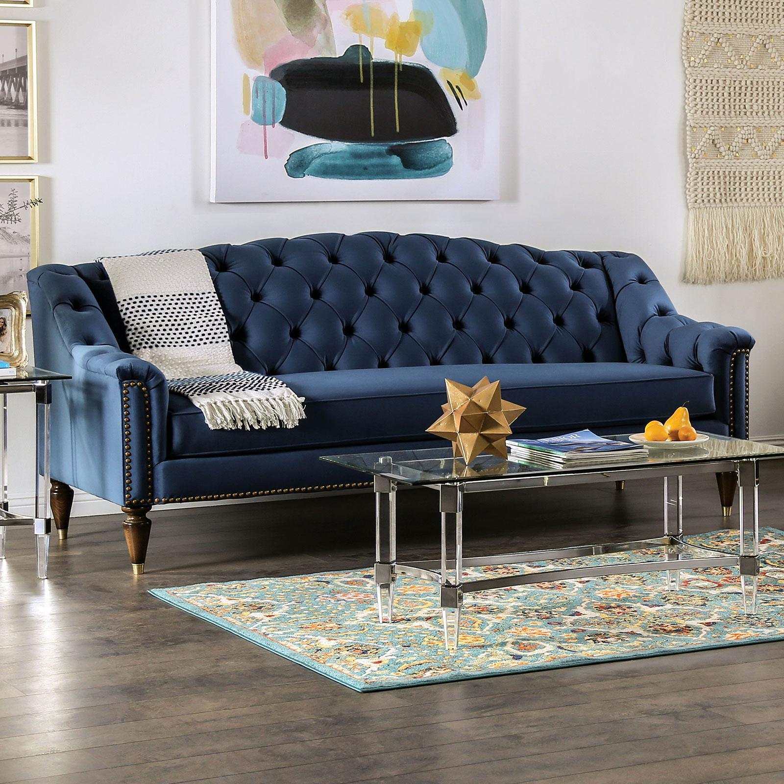Martinique Blue Stationary Sofa & Loveseat 2pc