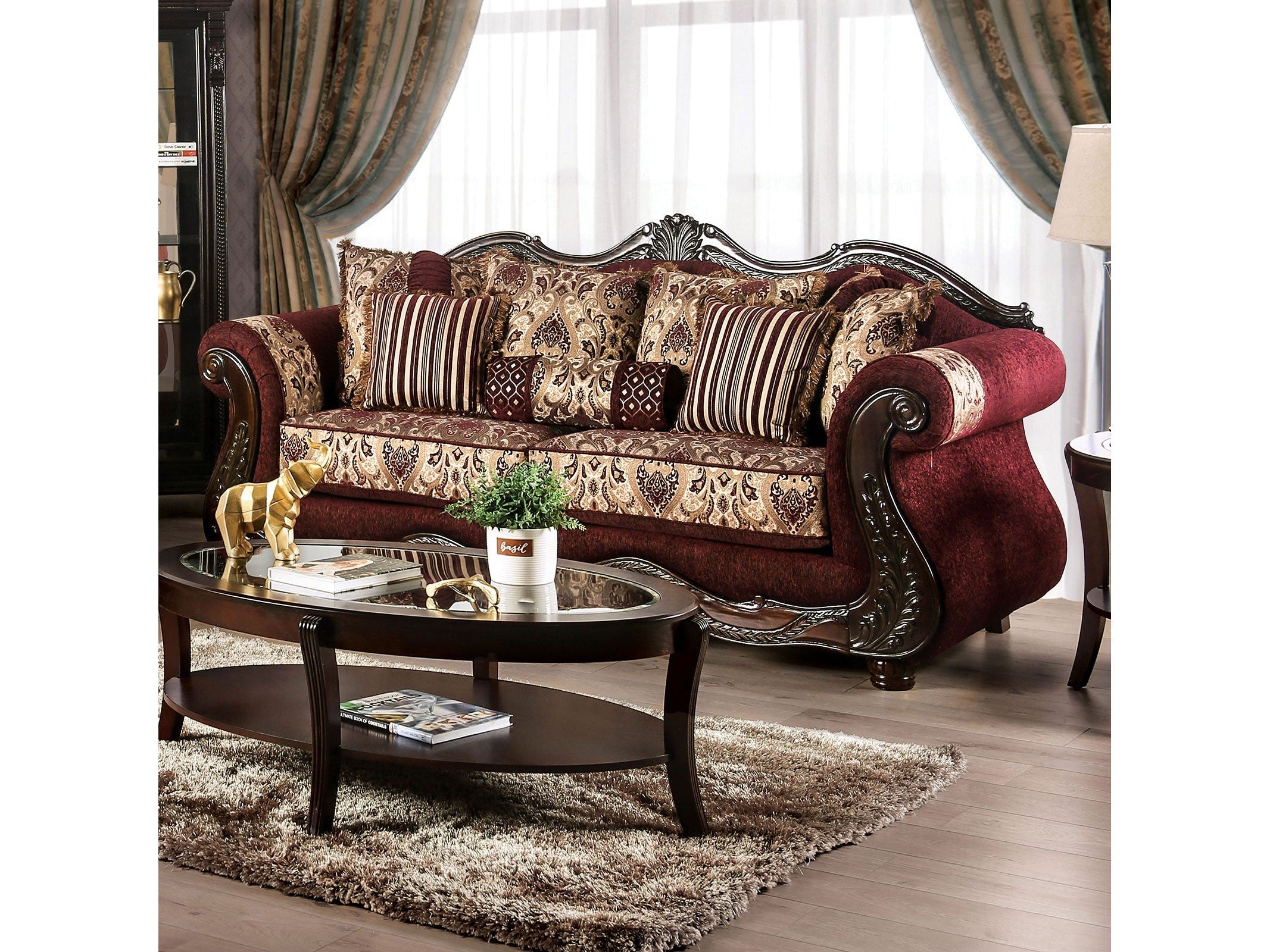 Matteo Burgundy/Brown Sofa