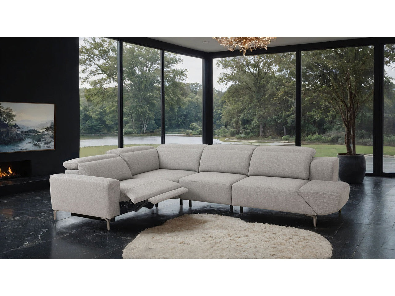 Melancton Light Gray Power Sectional