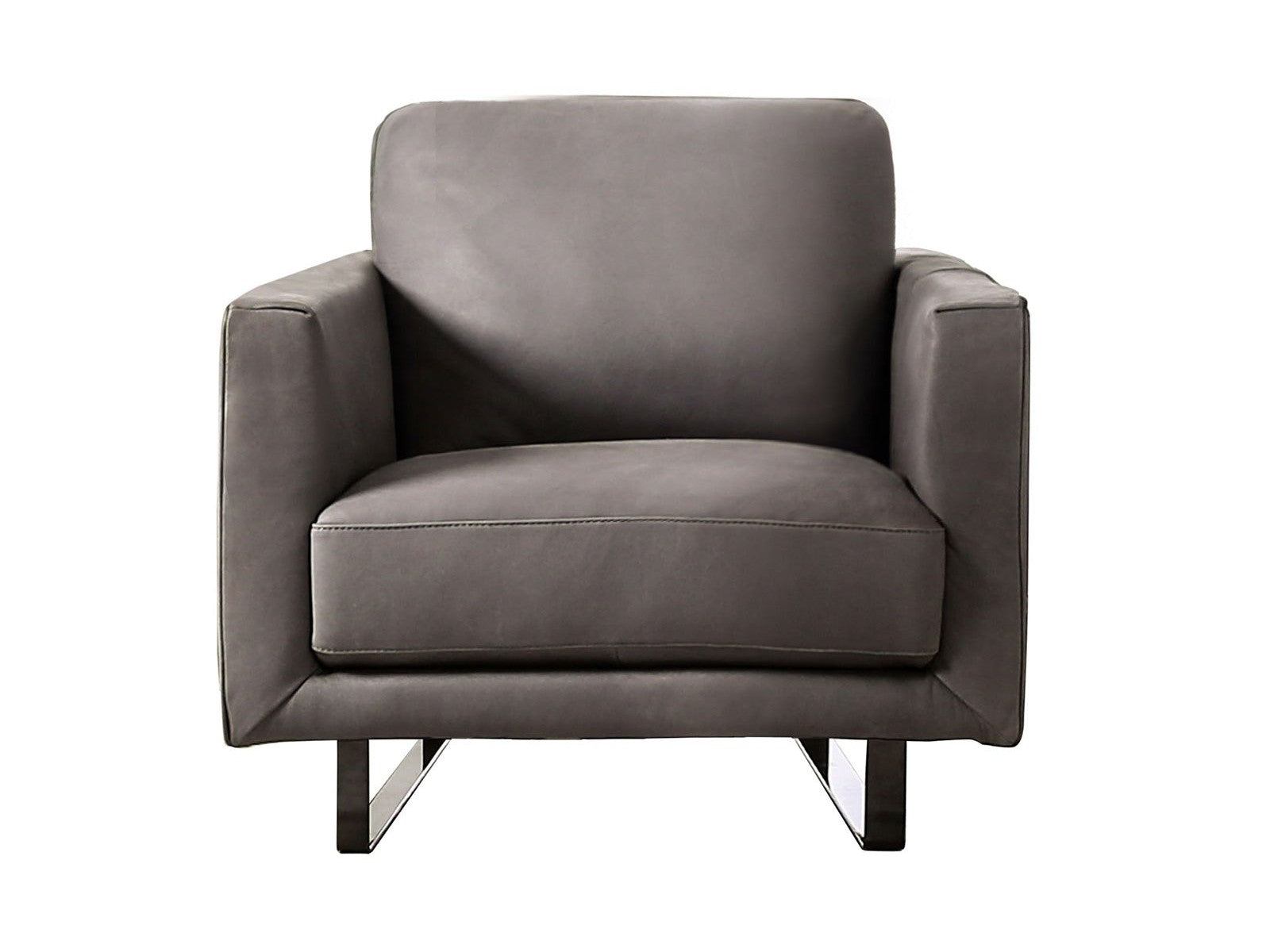 Mezzanotte Gray Real Italian Leather Chair