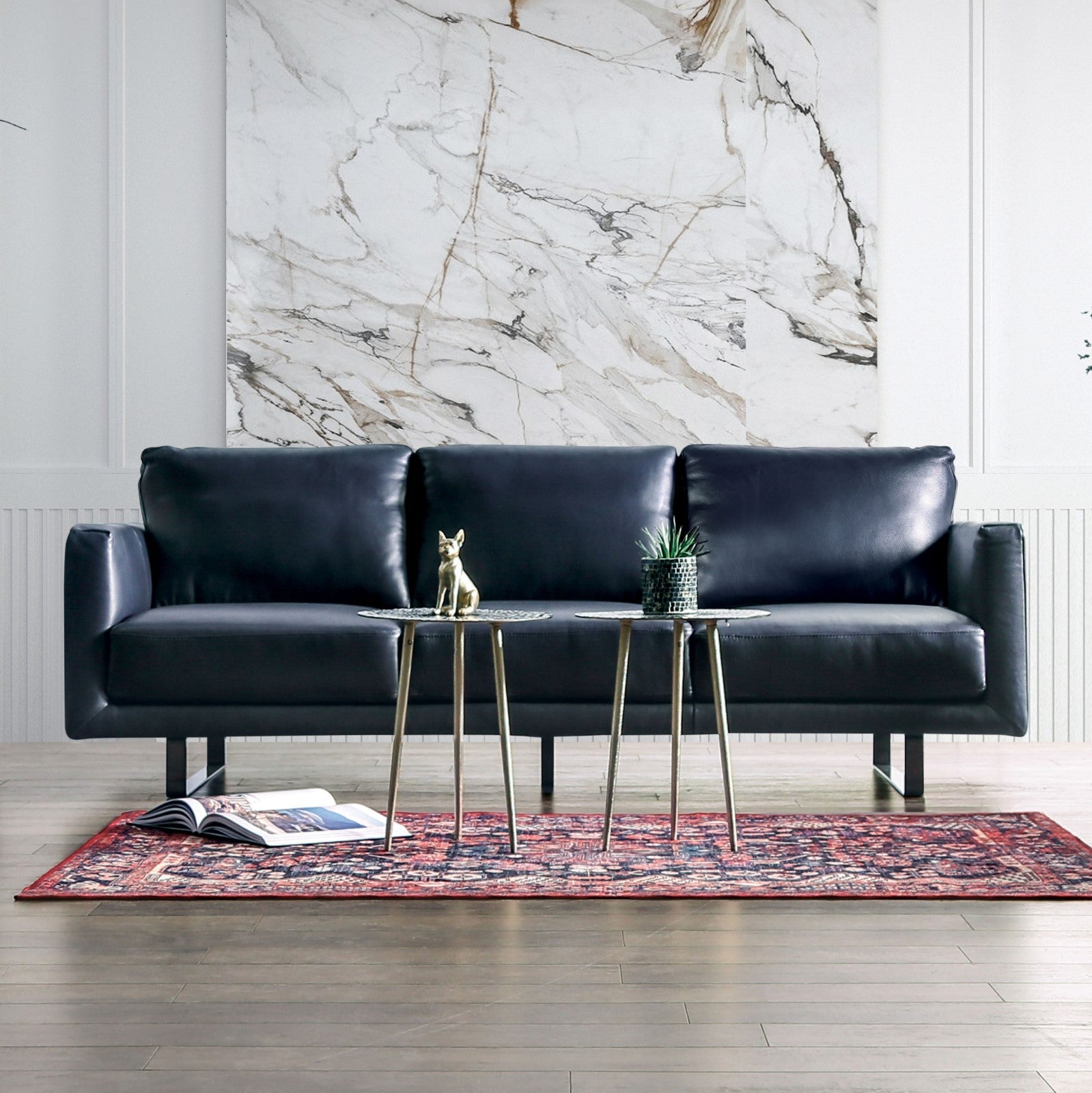 Mezzanotte Midnight Blue Real Italian Leather Sofa & Loveseat