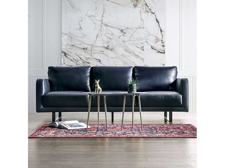 Mezzanotte Midnight Blue Real Italian Leather Sofa