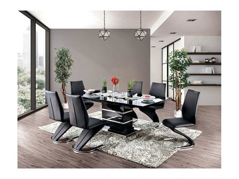 Midvale Black & Chrome Dining Room Set / 7pc