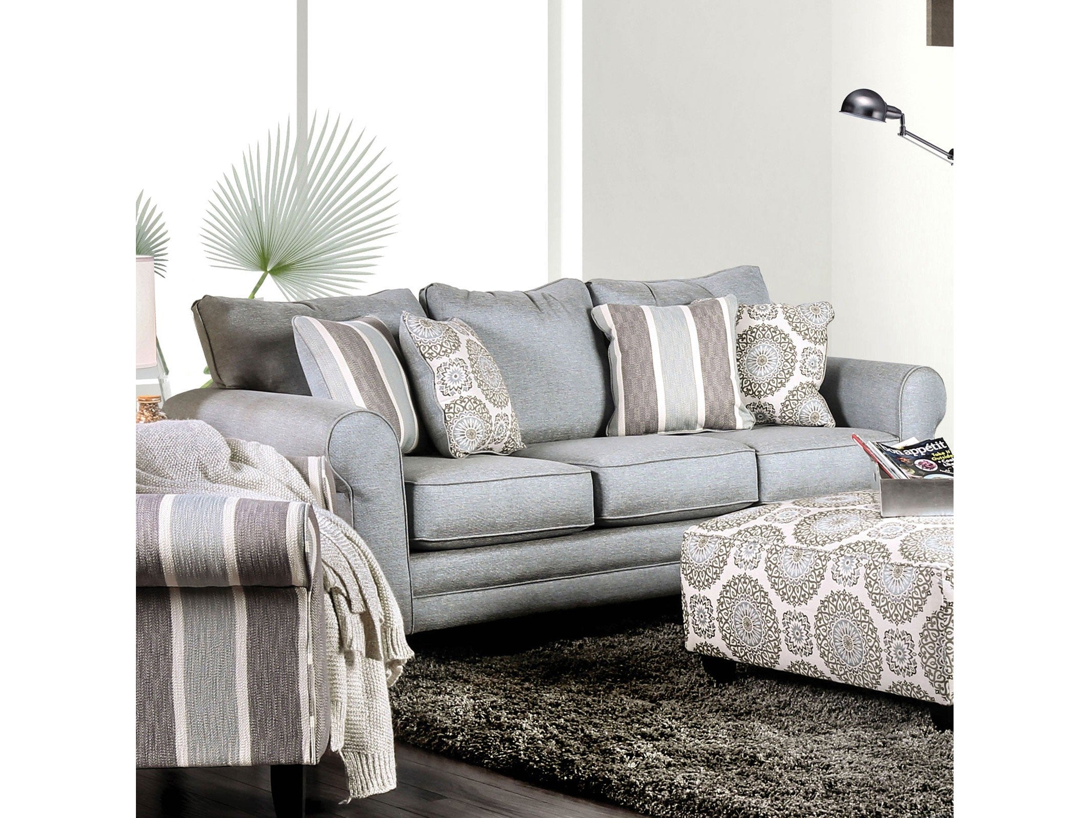 Misty Blue Gray Sofa