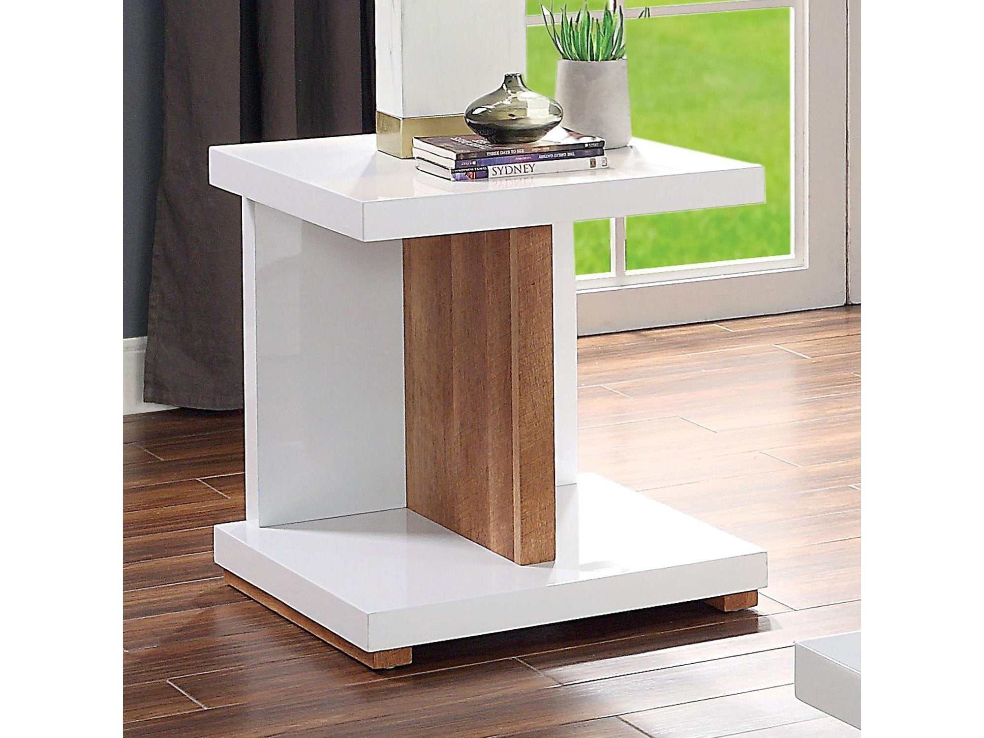 Moa White & Natural End Table