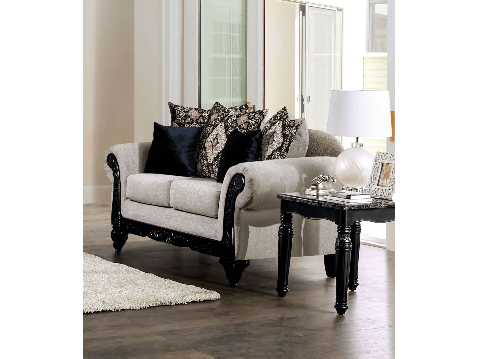 Molfetta Light Brown & Black Loveseat