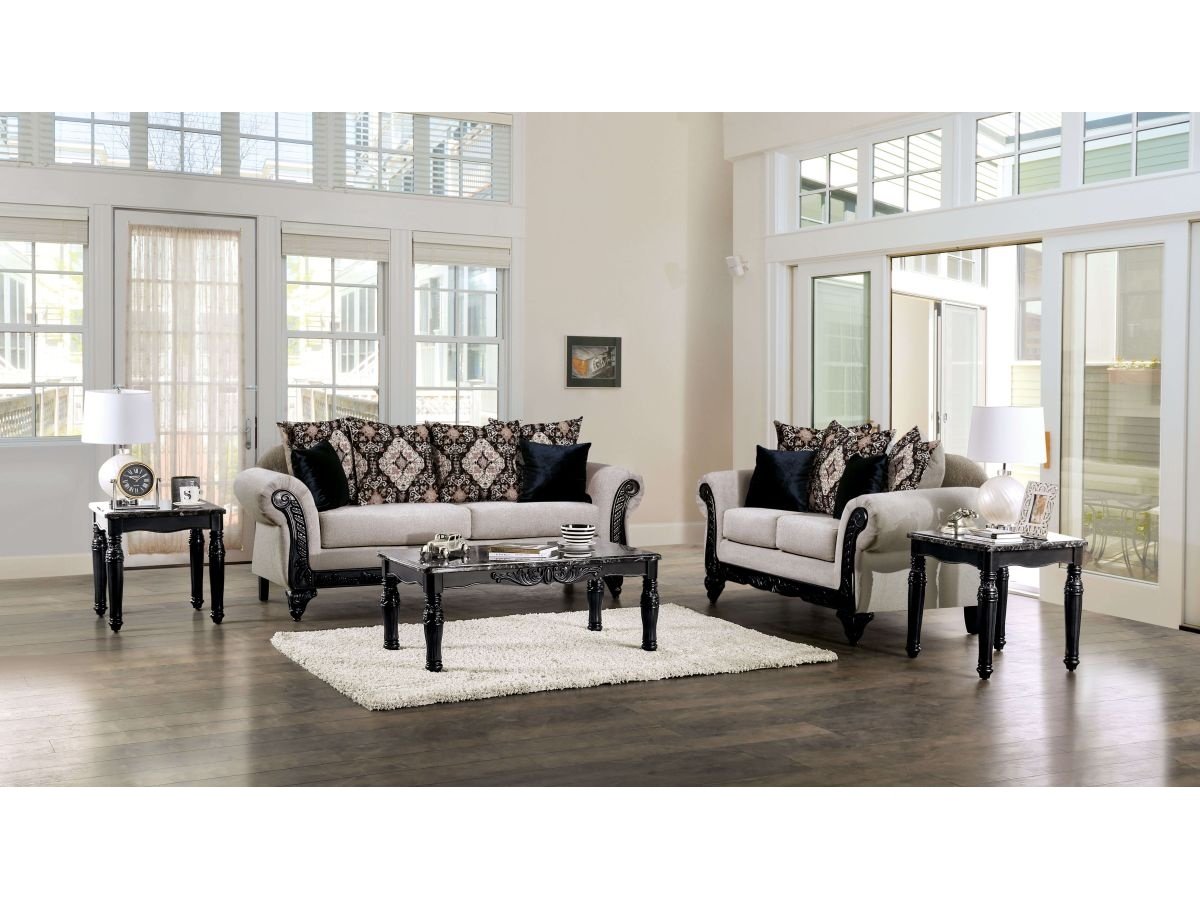 Molfetta Light Brown & Black Sofa & Loveseat