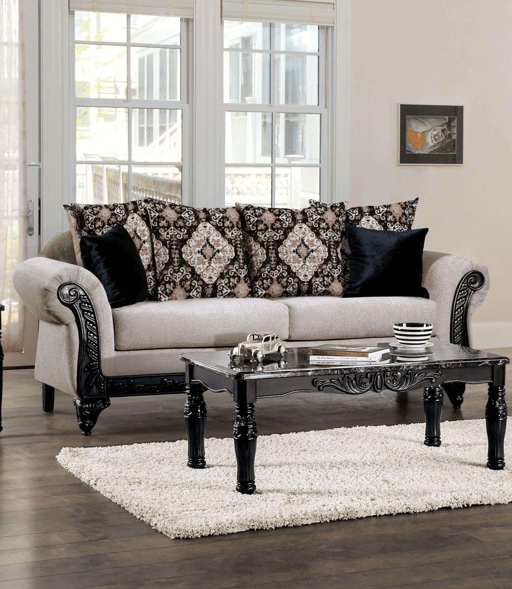 Molfetta Light Brown & Black Sofa & Loveseat