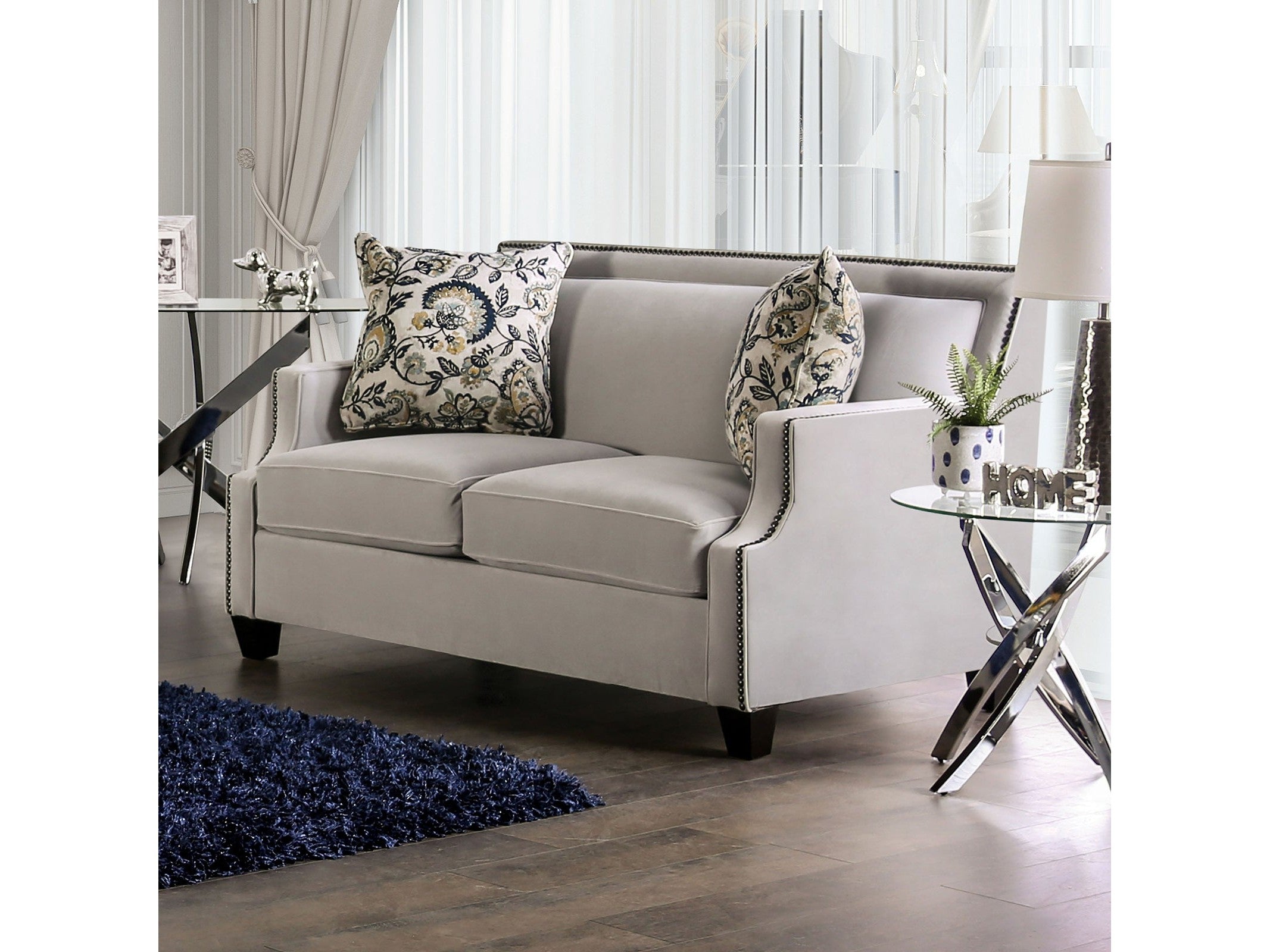 Montecelio Light Gray/Navy Loveseat