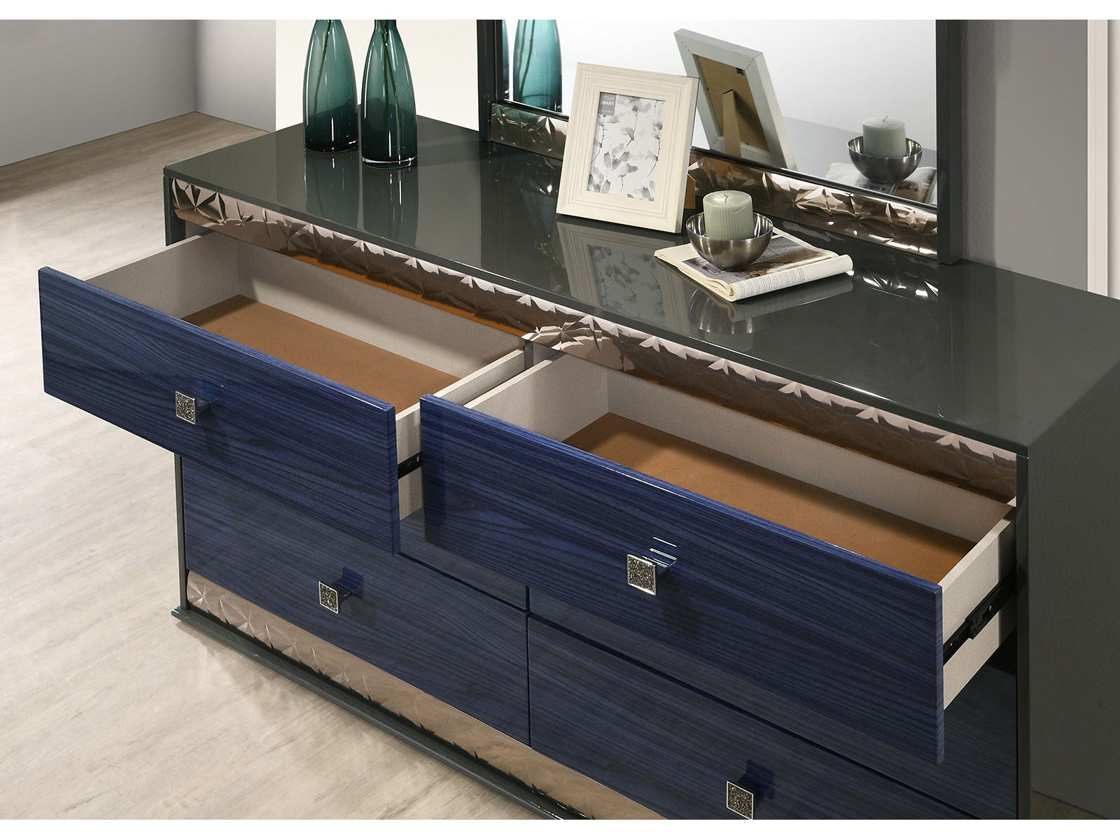Morcote Ash Gray/Indigo Blue Dresser