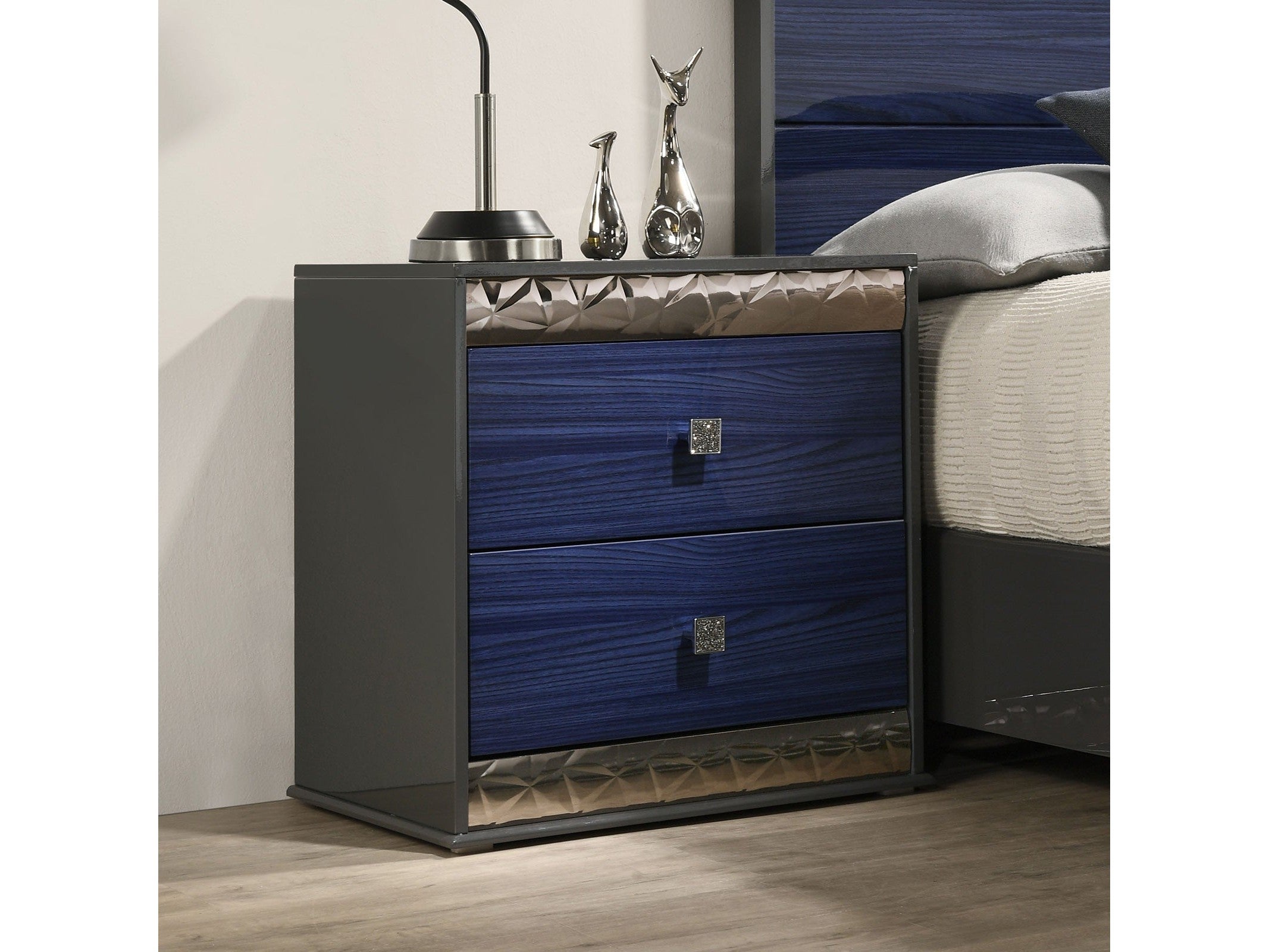 Morcote Ash Gray/Indigo Blue Nightstand