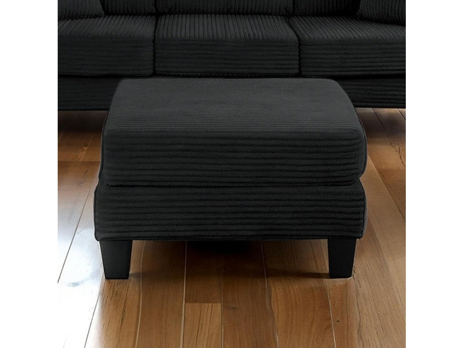 Moretaine Black Corduroy Storage Ottoman