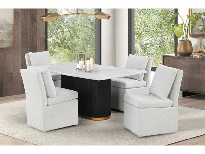 Morges Black/White 5 Piece Dining Set with 4 Square Chairs