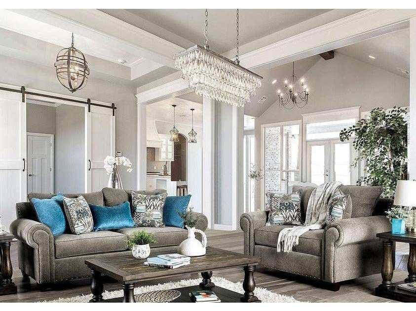 Mott Gray Stationary Sofa & Loveseat 2pc