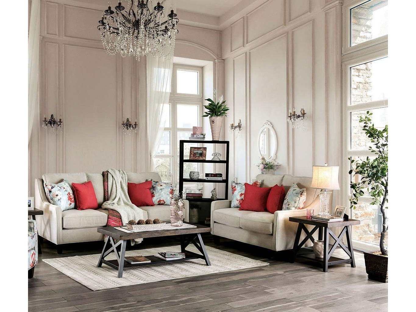 Nadene Ivory Stationary Sofa & Loveseat 2pc