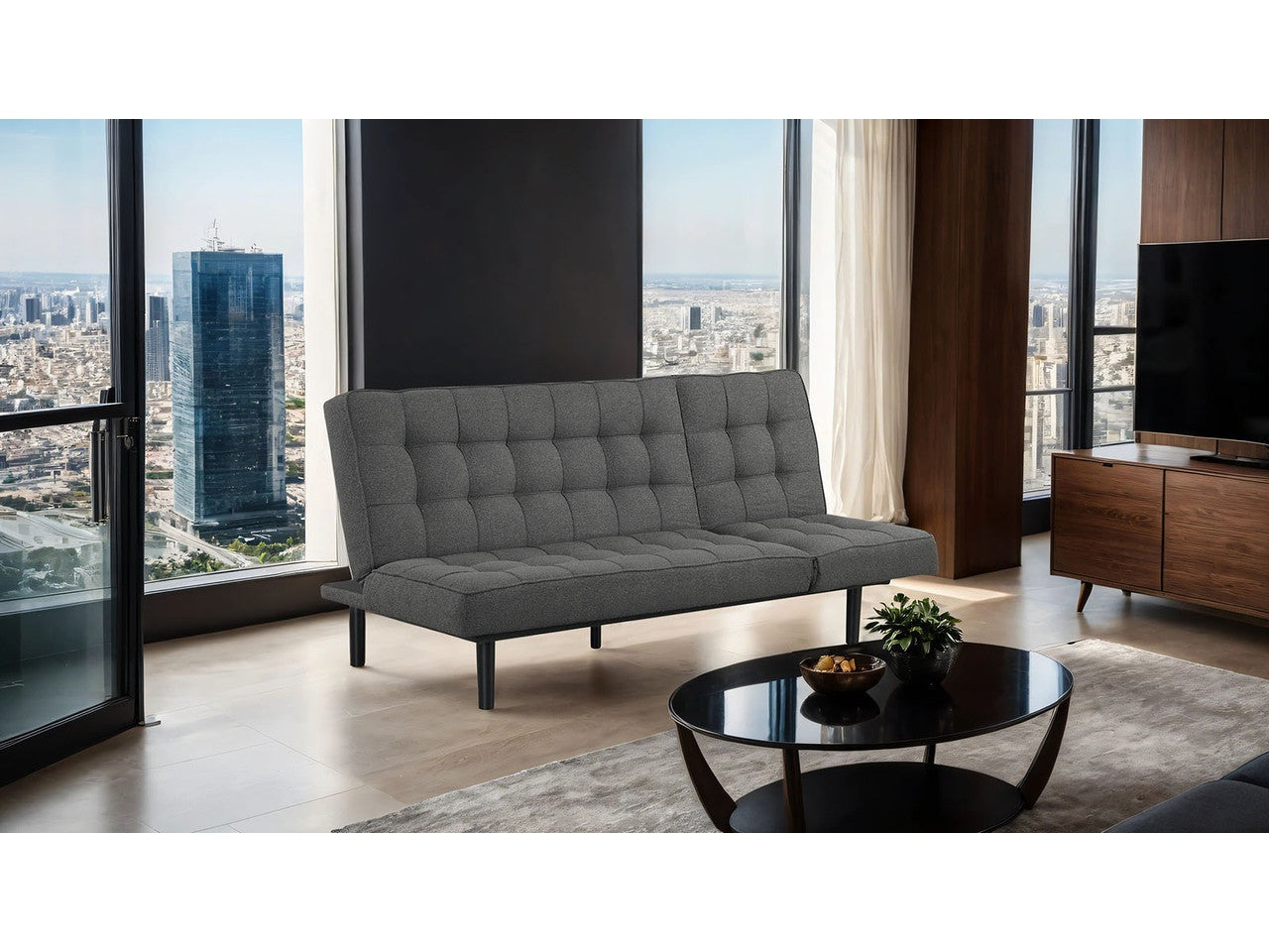 Napervill Dark Gray Futon Sofa