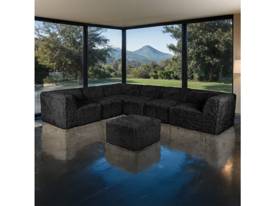 Nappi Black Large L-Sectional w/ Ottoman
