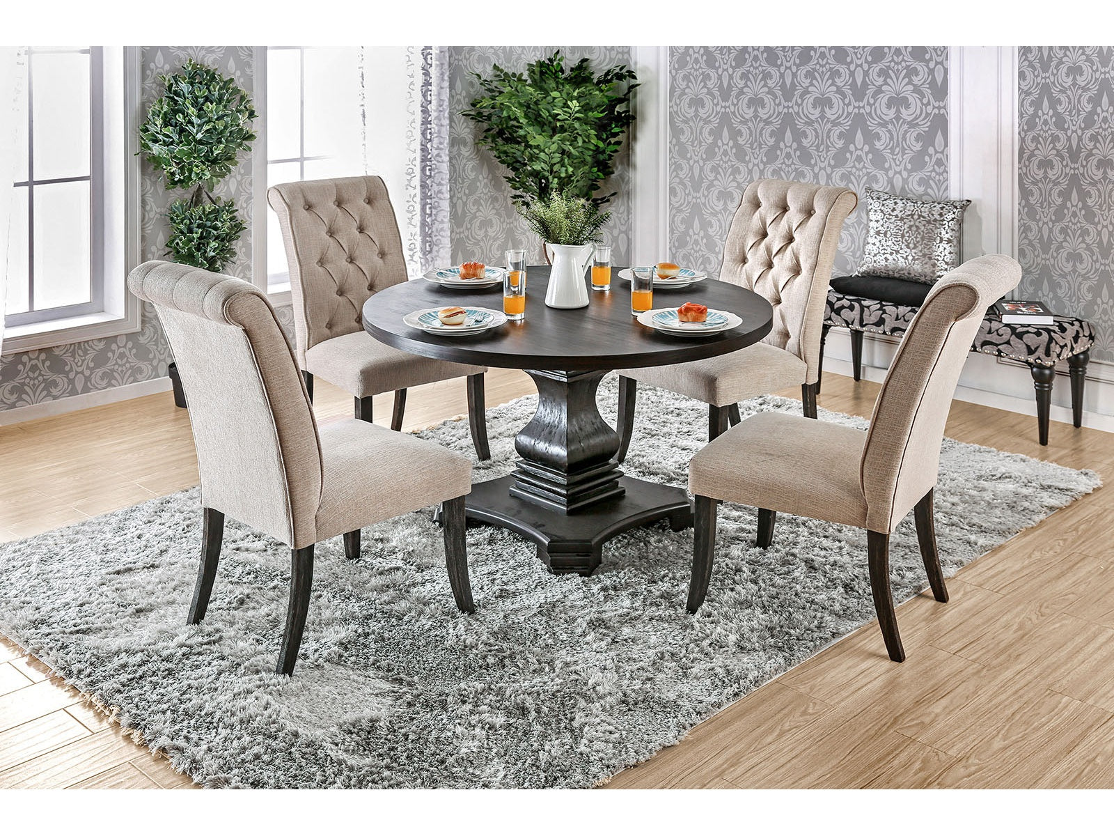 Nerissa Antique Black/Beige 5 Pc. Dining Room Set