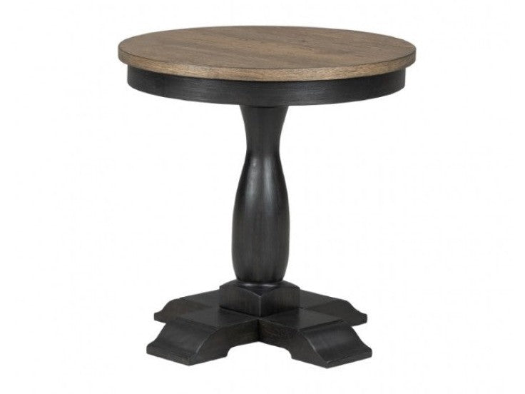 Neue Mills Weathered Black/Brown Round End Table
