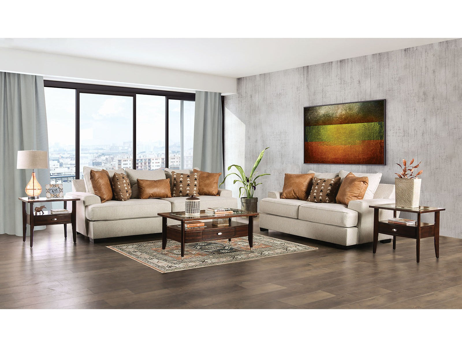 New meadows Sand/Caramel Sofa & Loveseat