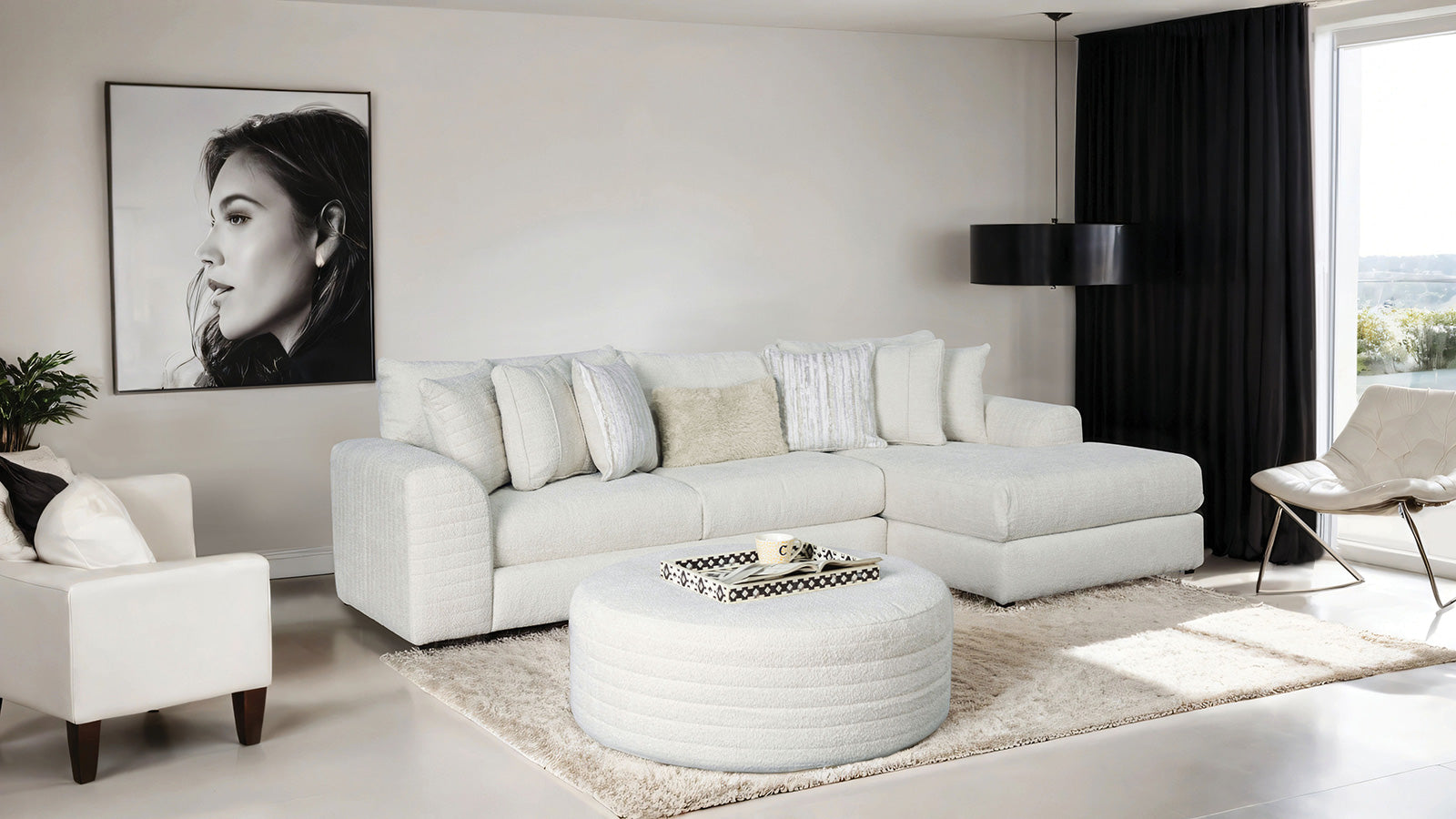 Newberg Ivory Ottoman