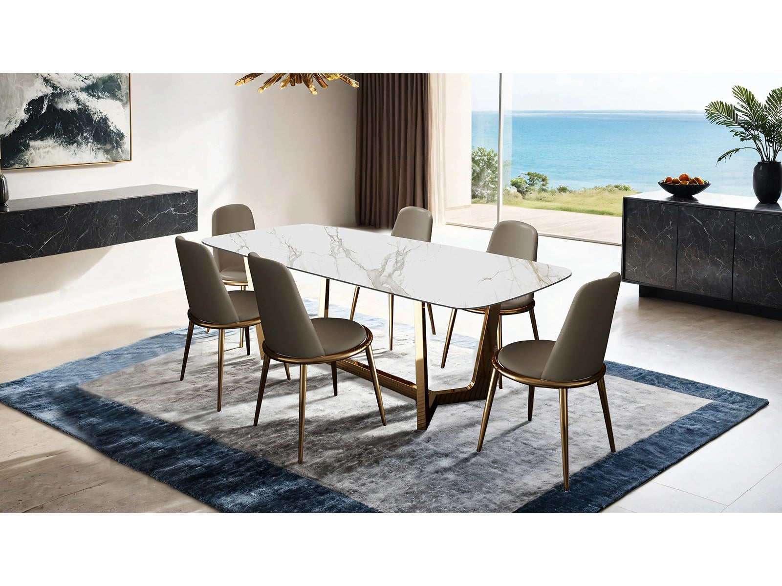 Norelli Gold/Taupe 7 Piece Dining Set