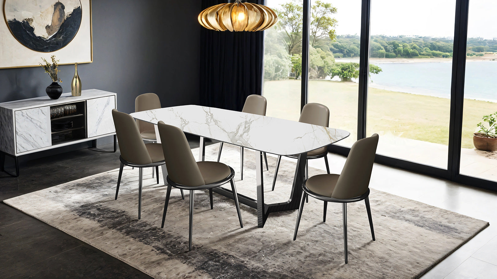Norelli Silver/Taupe Dining Table