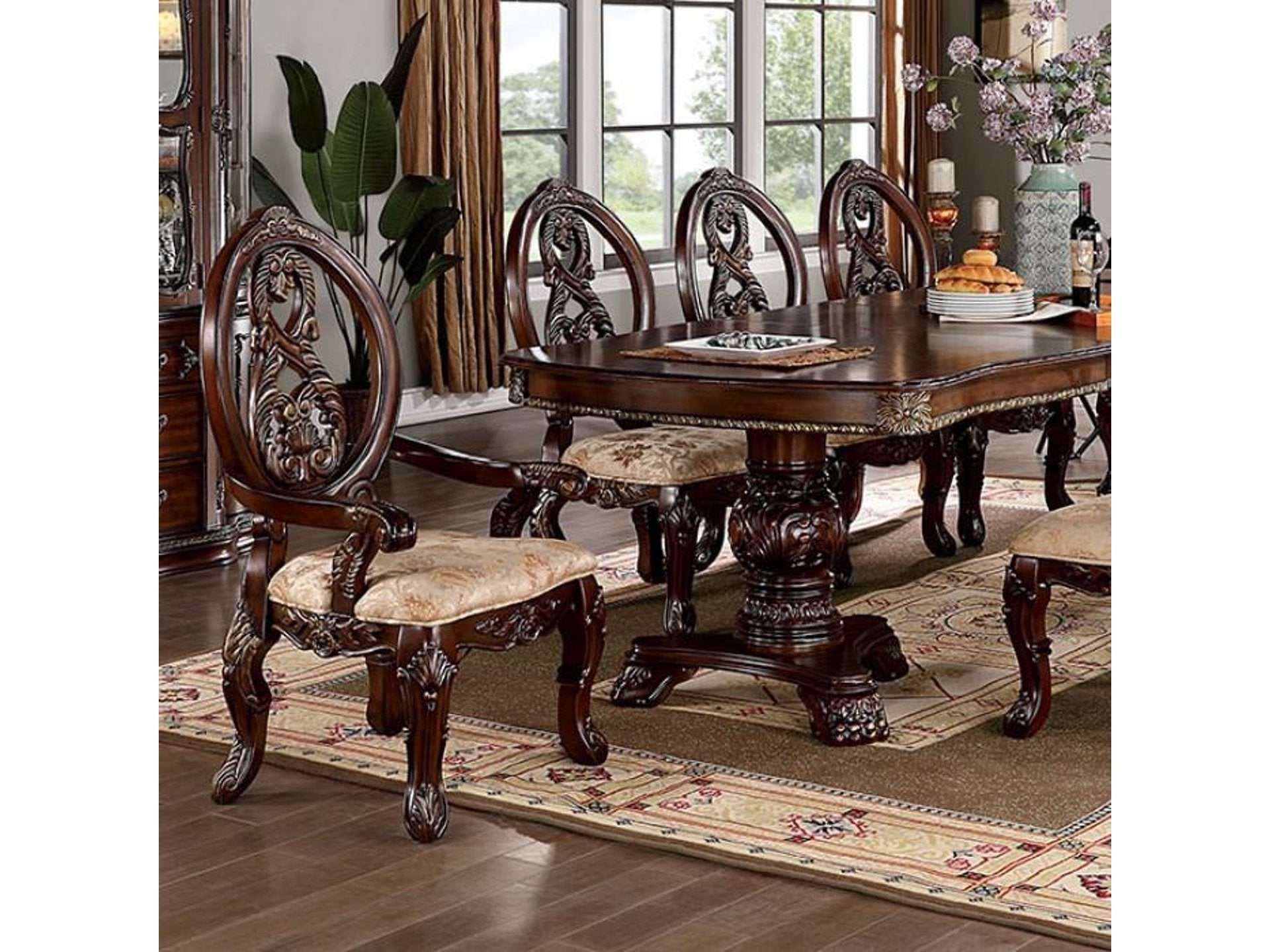 Normandy Brown Cherry Dining Table w/ 2 Leaves