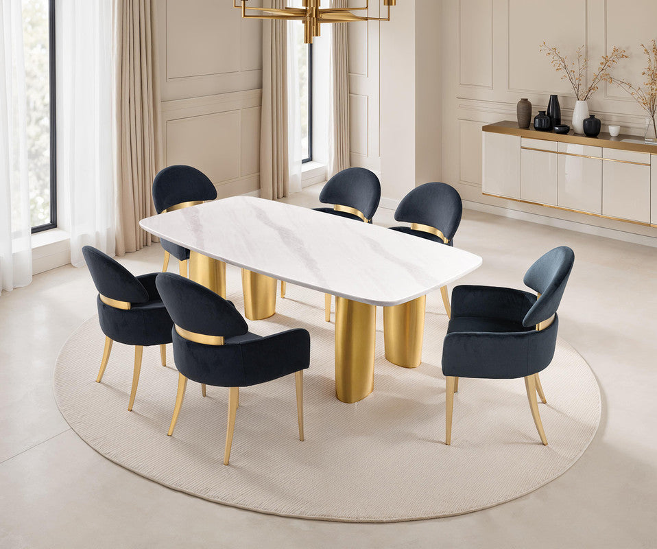 Northall White/Gold/Black 7 Pc. Dining Table Set