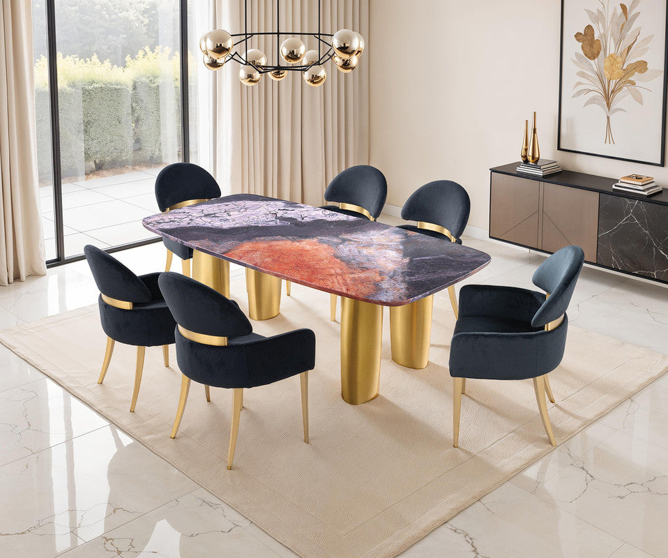 Northolt Black/Gray/Matte Gold 7 Pc. Dining Table Set