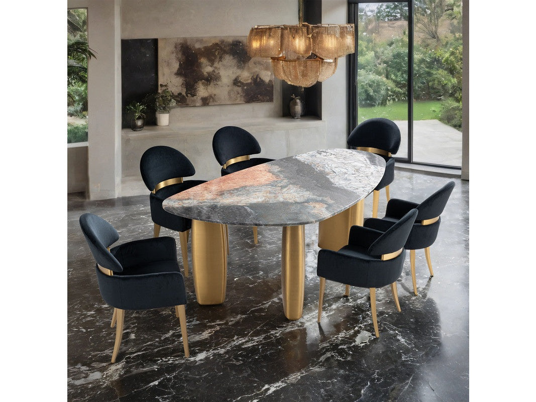 Northwich Black/Gray/Matte Gold 7 Pc. Dining Table Set