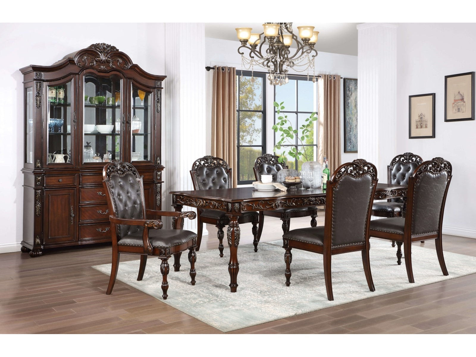 Nouvelle Brown Cherry 7 Pc. Dining Room Set