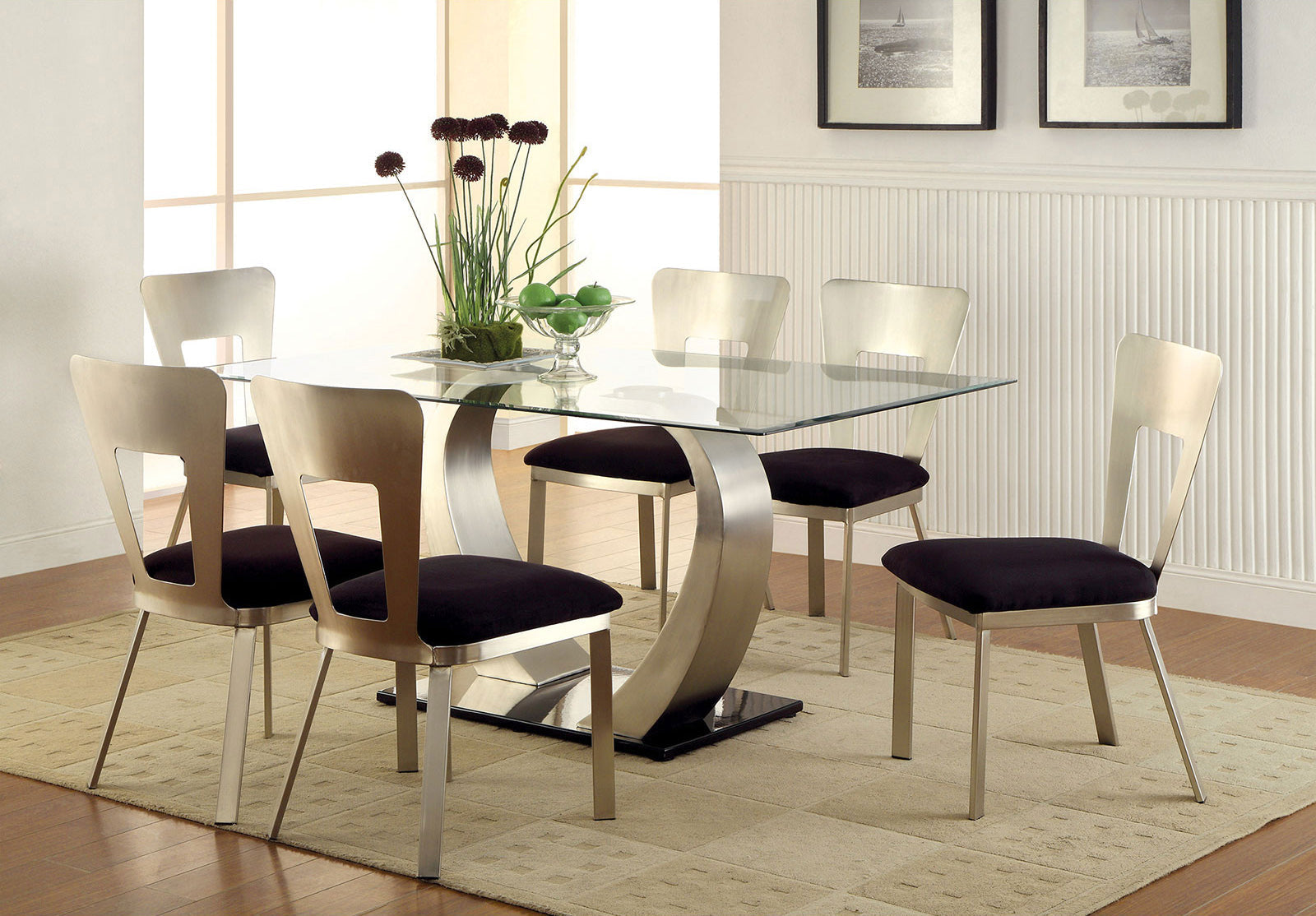 Nova Silver/Black 7 Pc. Dining Room Set