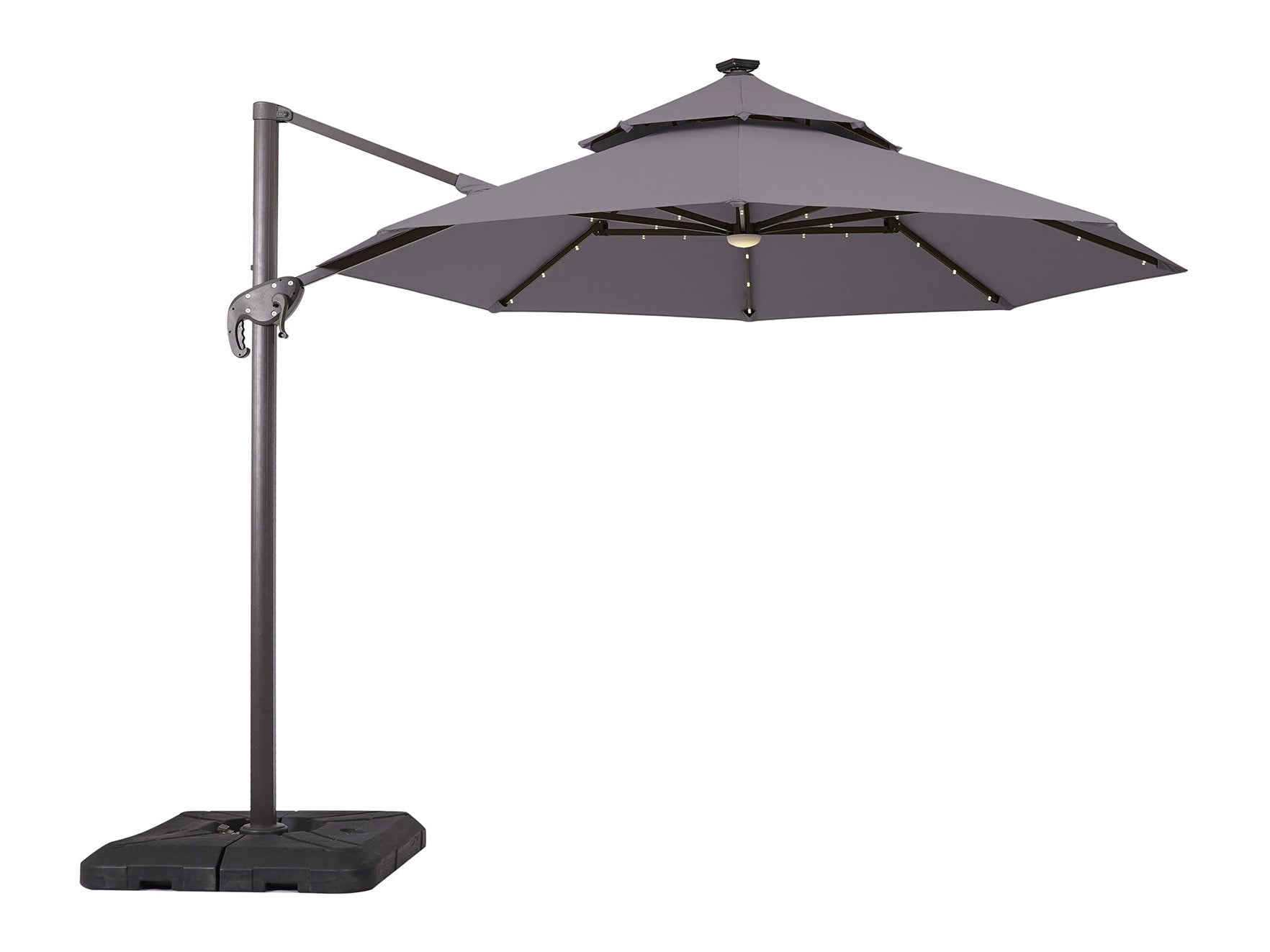 Nuti Gray Round Umbrella w/ Base