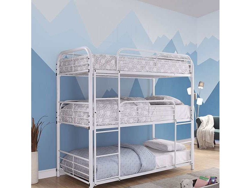Opal White Twin Triple Decker Bed