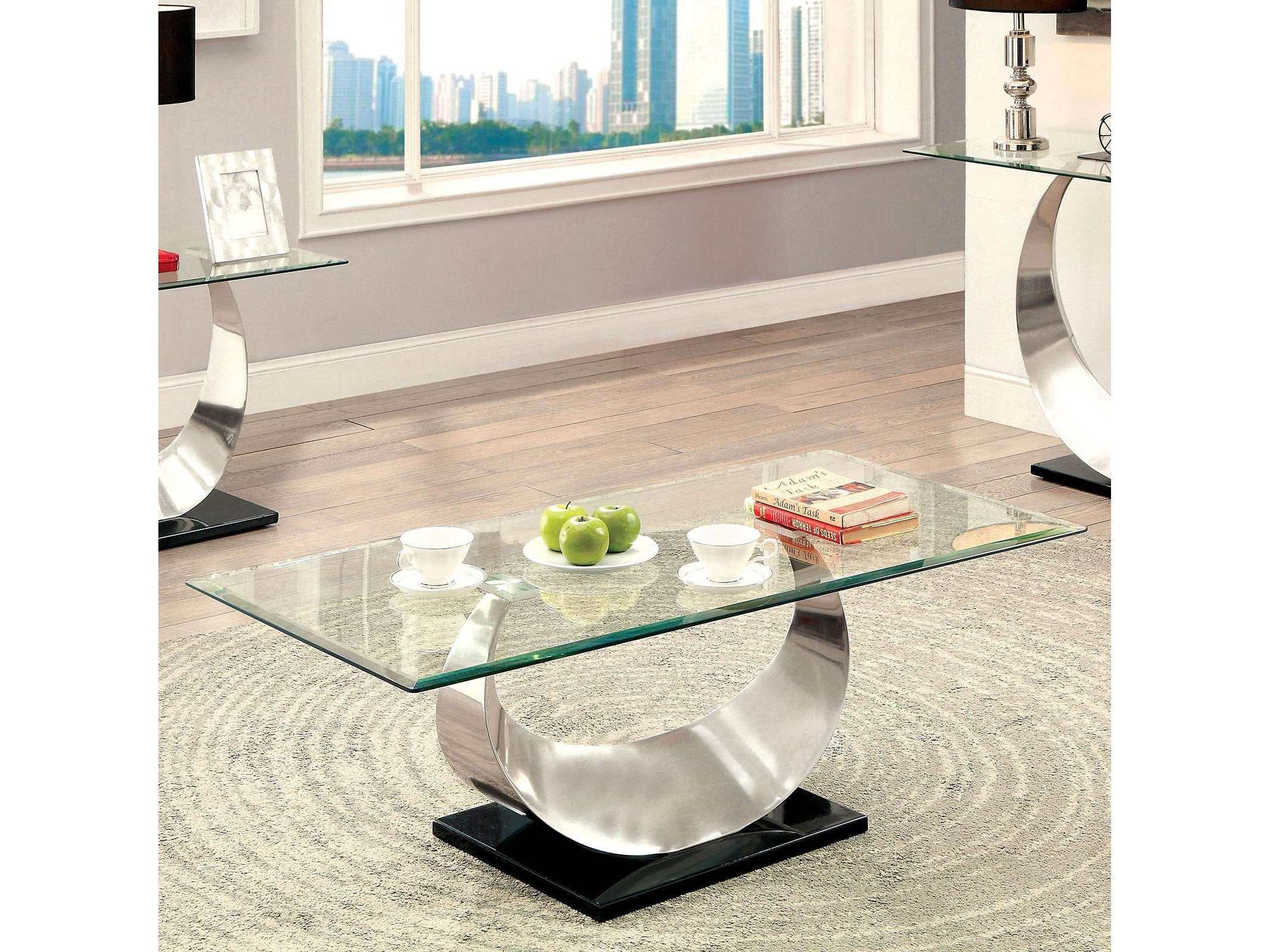 Orla Satin Plated & Black Coffee Table