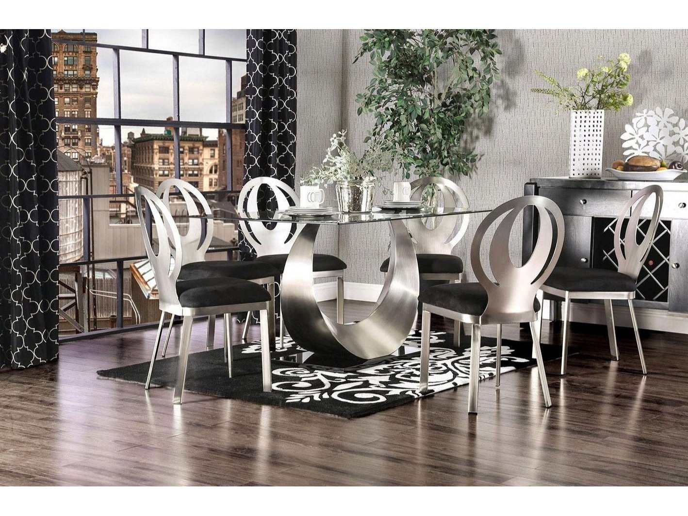 Orla Silver & Black 7pc Dining Room Set