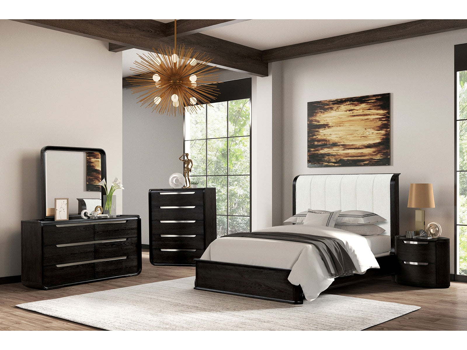 Osterley Black Queen 5 Piece Bedroom Set w/Chest
