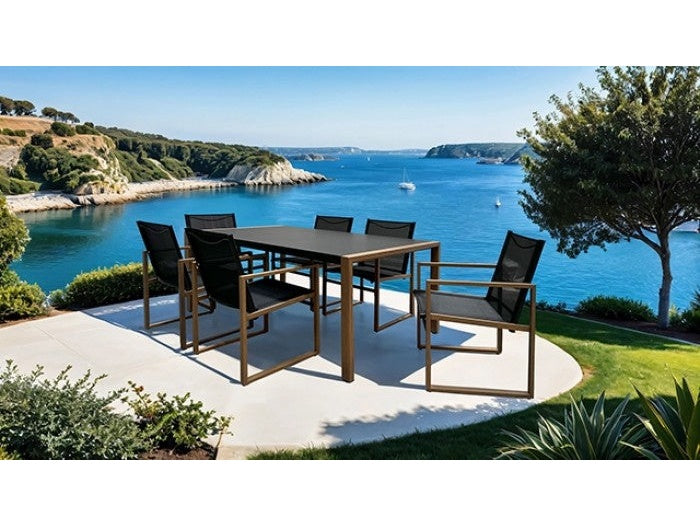 Oswego Black-Natural 7 Piece Outdoor Dining Set