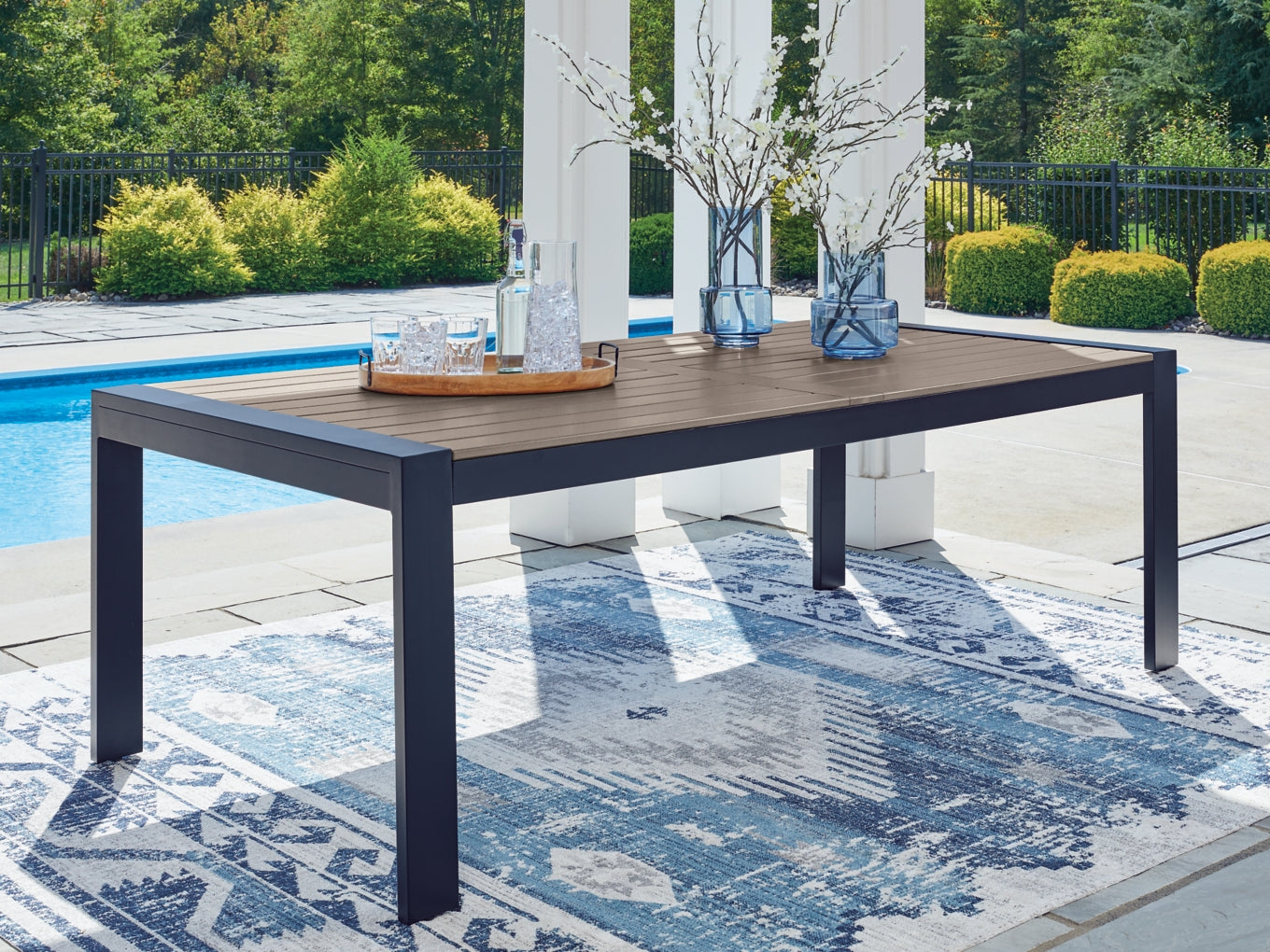 Mabry Shores RECT Dining Table with Umbrella Option