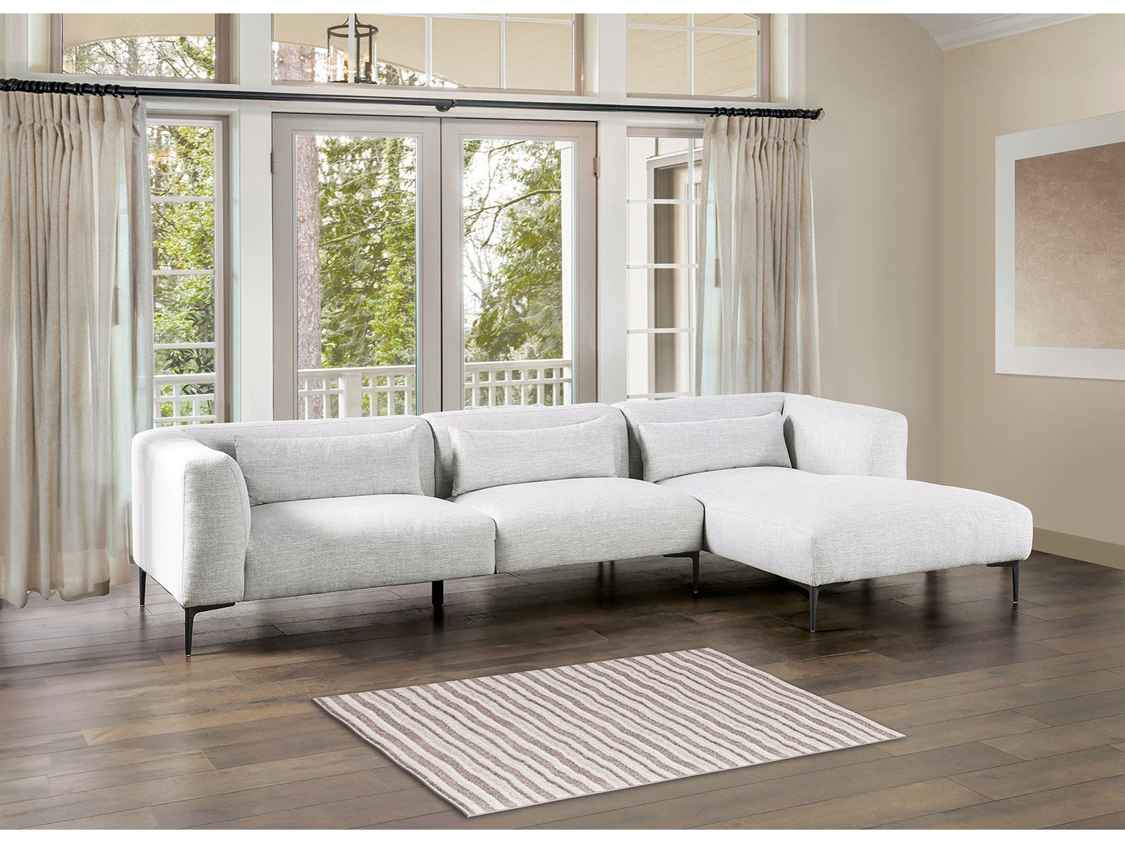 Paderborn Light Gray Right Chaise Sectional