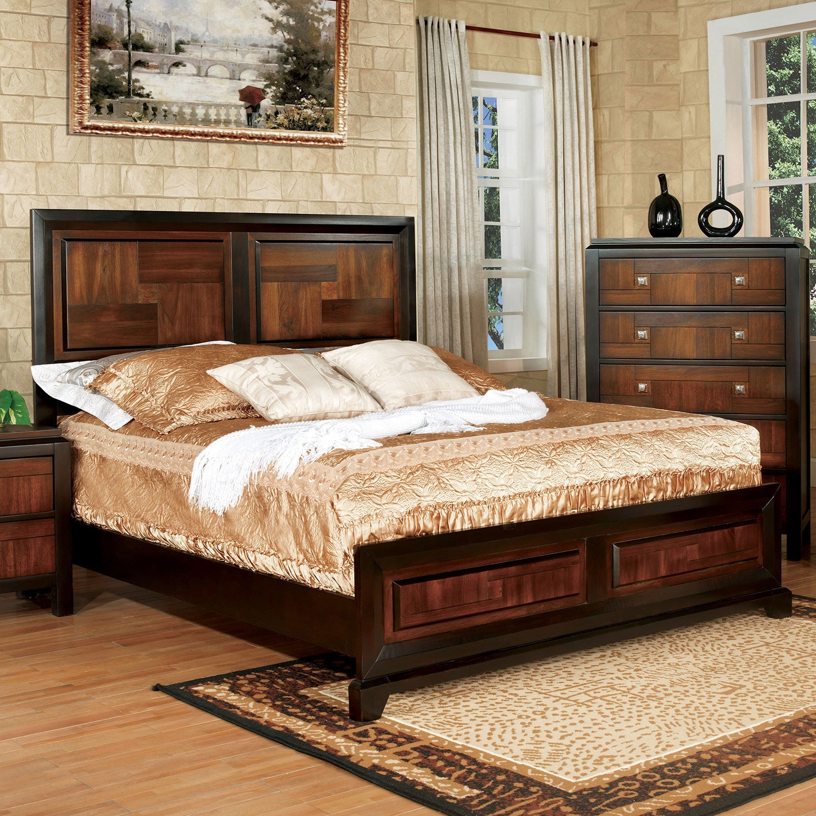 Patra Acacia/Walnut 5 Pc. Queen Bedroom Set w/ Chest