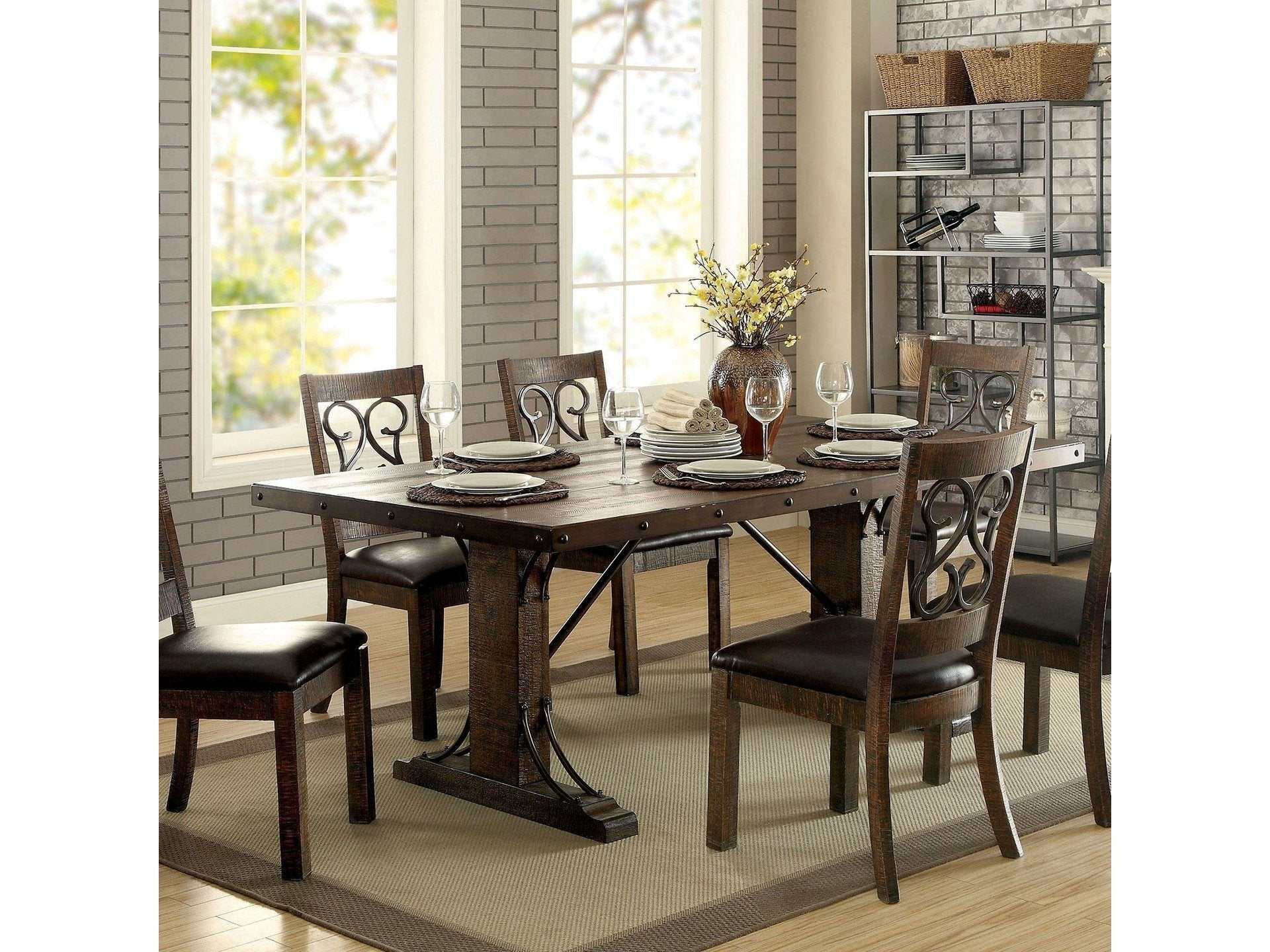 Paulina Rustic Walnut/Espresso Dining Table