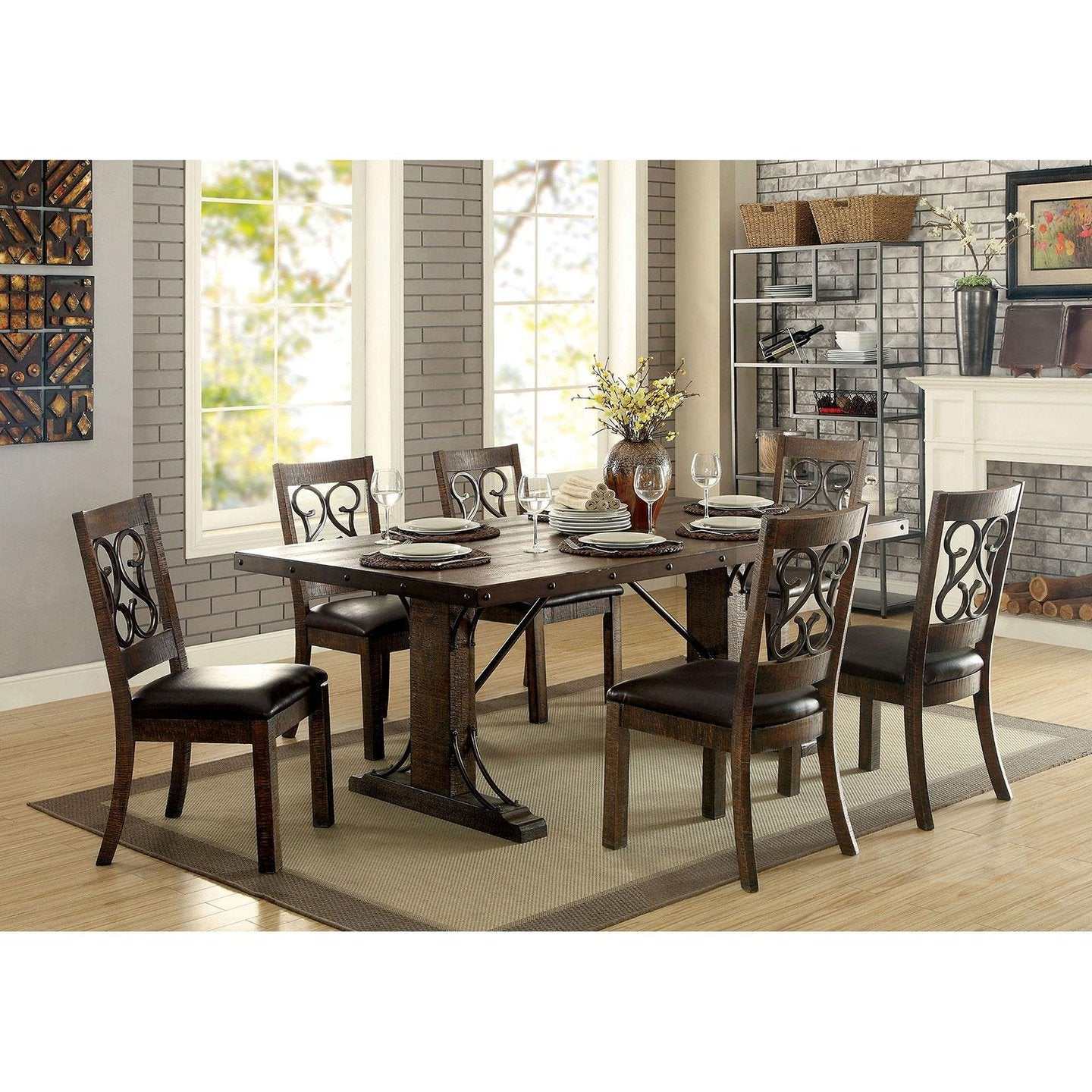 Paulina Rustic Walnut/Espresso Dining Table