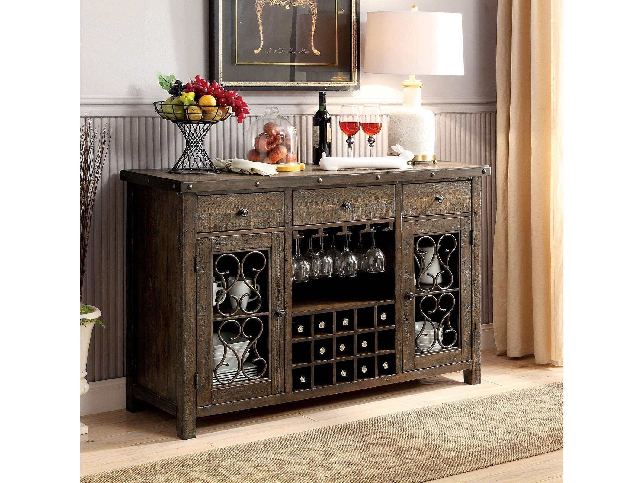 Paulina Rustic Walnut Server