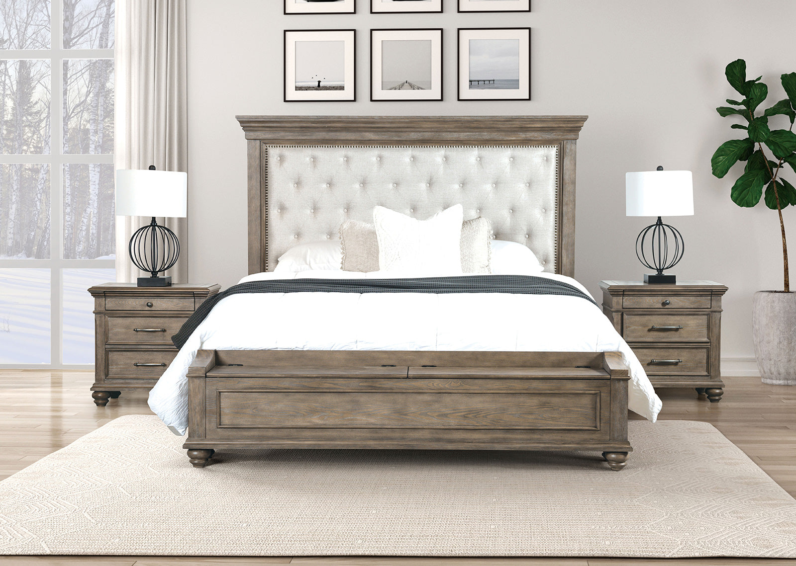 Philomath Aged Oak 5 Pc. Queen Bedroom Set w/ 2NS