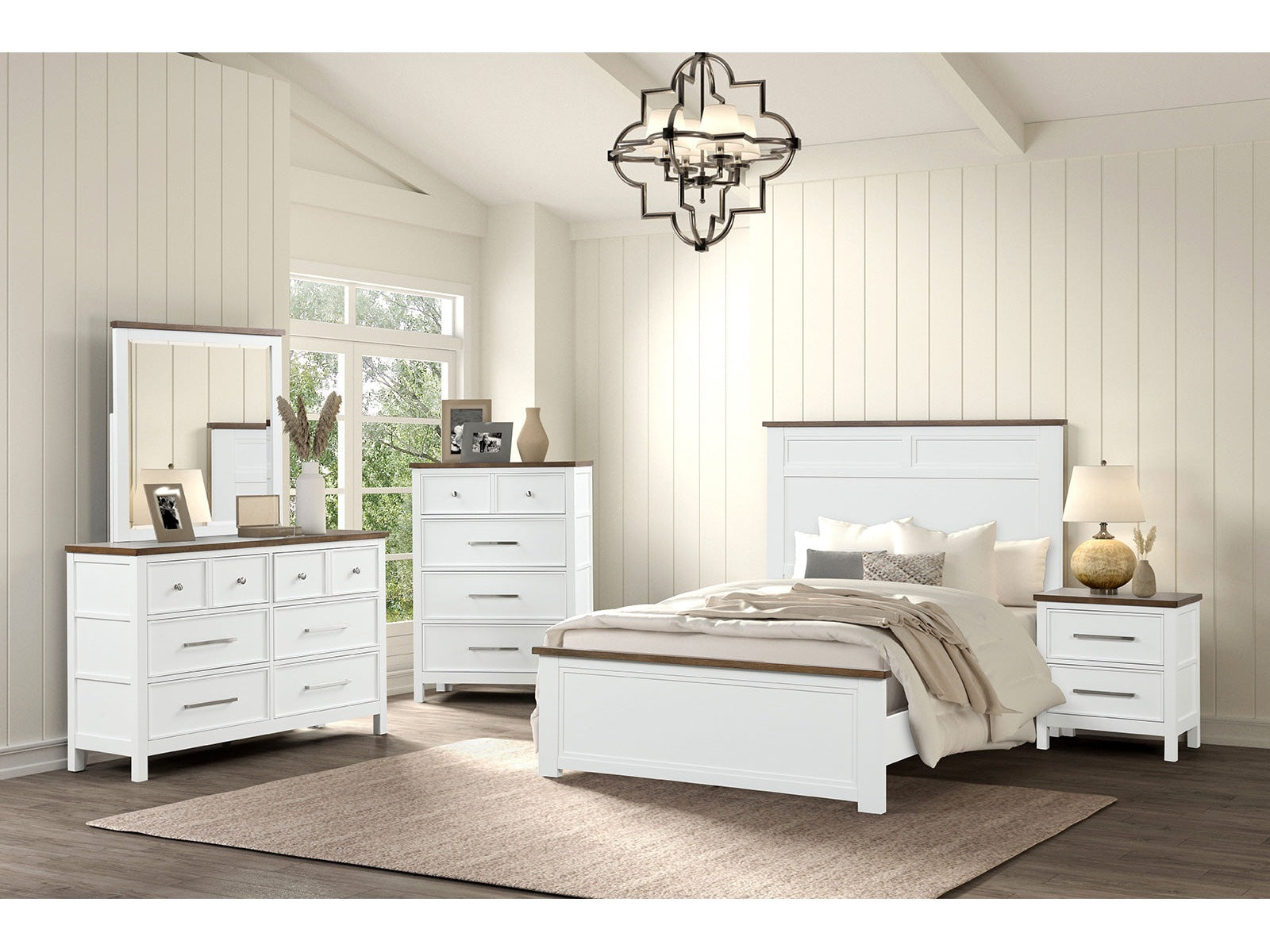 Pinetop White Twin 5 Piece Bedroom Set w/Chest