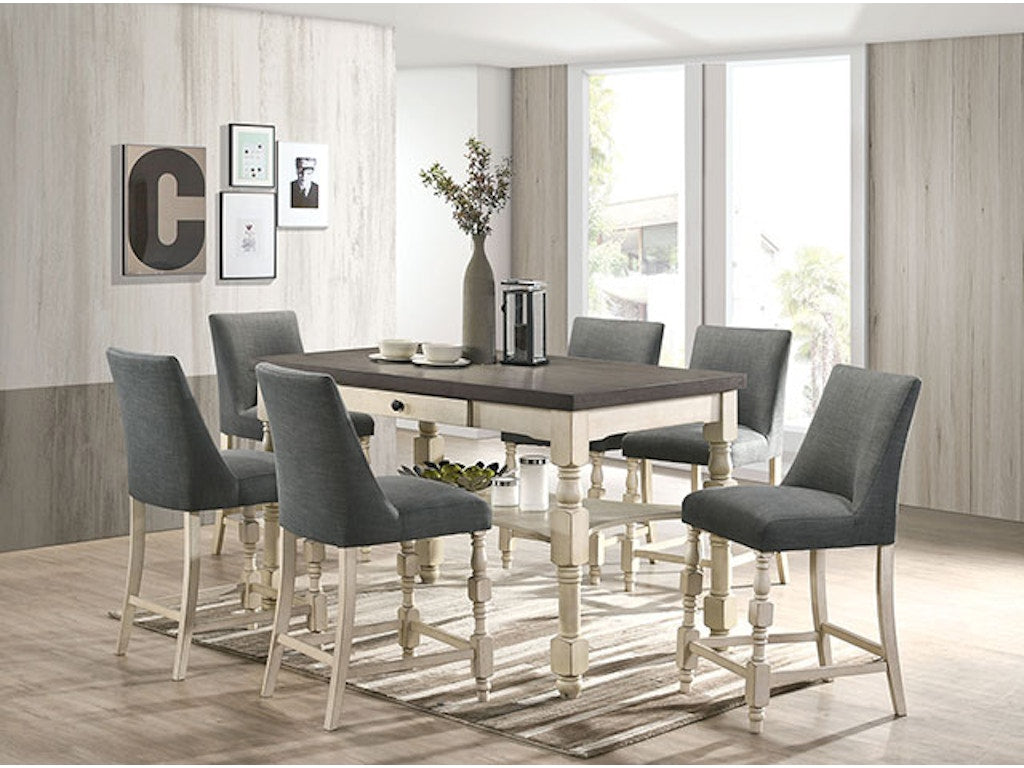 Plymouth Ivory/Dark Gray 7 Pc. Counter Height Table Set